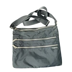 Baggallini  Triple Zipper Travel Crossbody Bag Gray